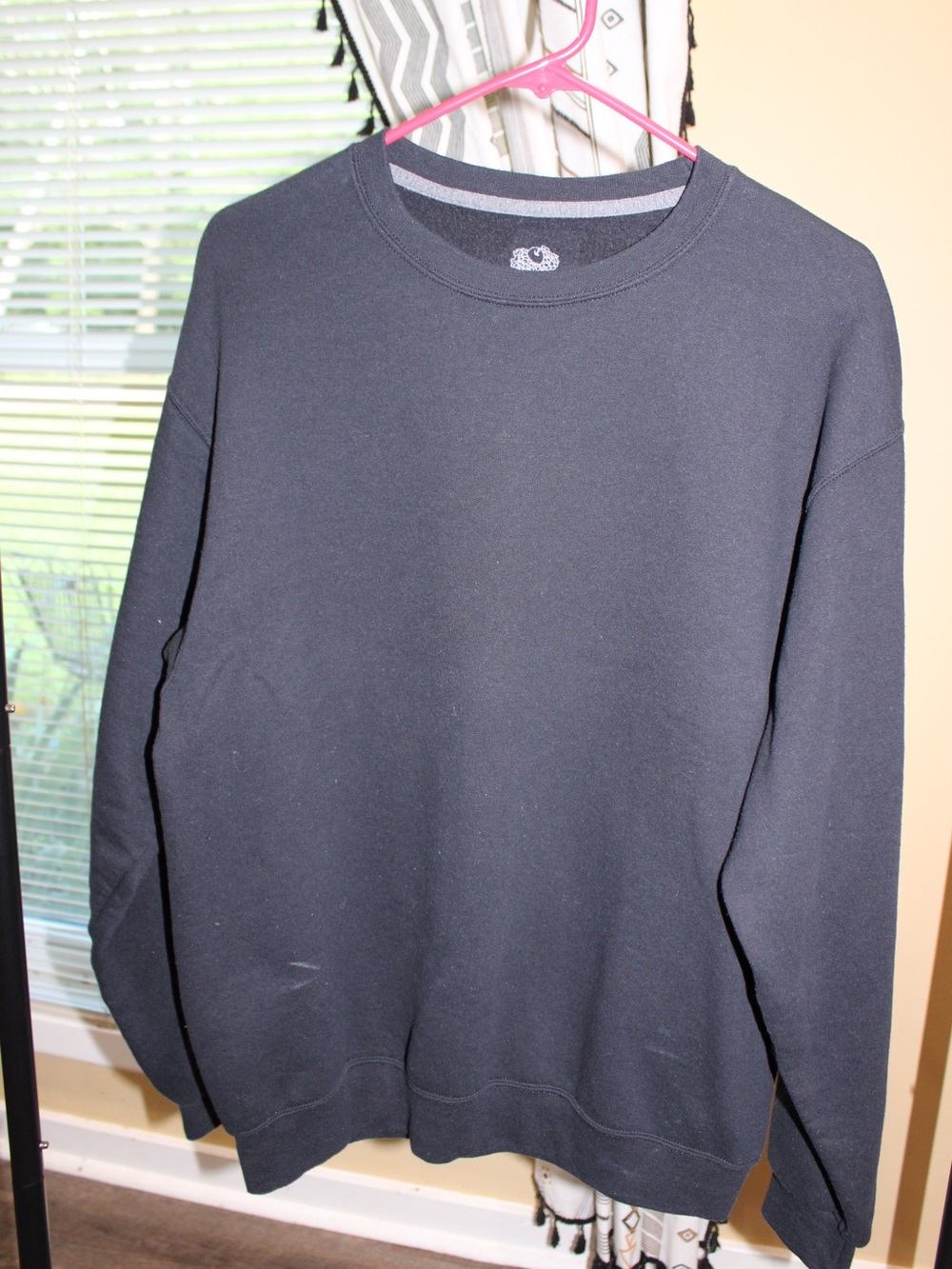 Fruit of the Loom Black Fleece Crewneck Sweatshirt Large